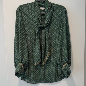 Max Studio Woman’s Elegant Green Patterned Women's Blouse - XL